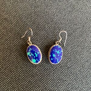 Sterling .925 Faux Azurite Malachite Earrings